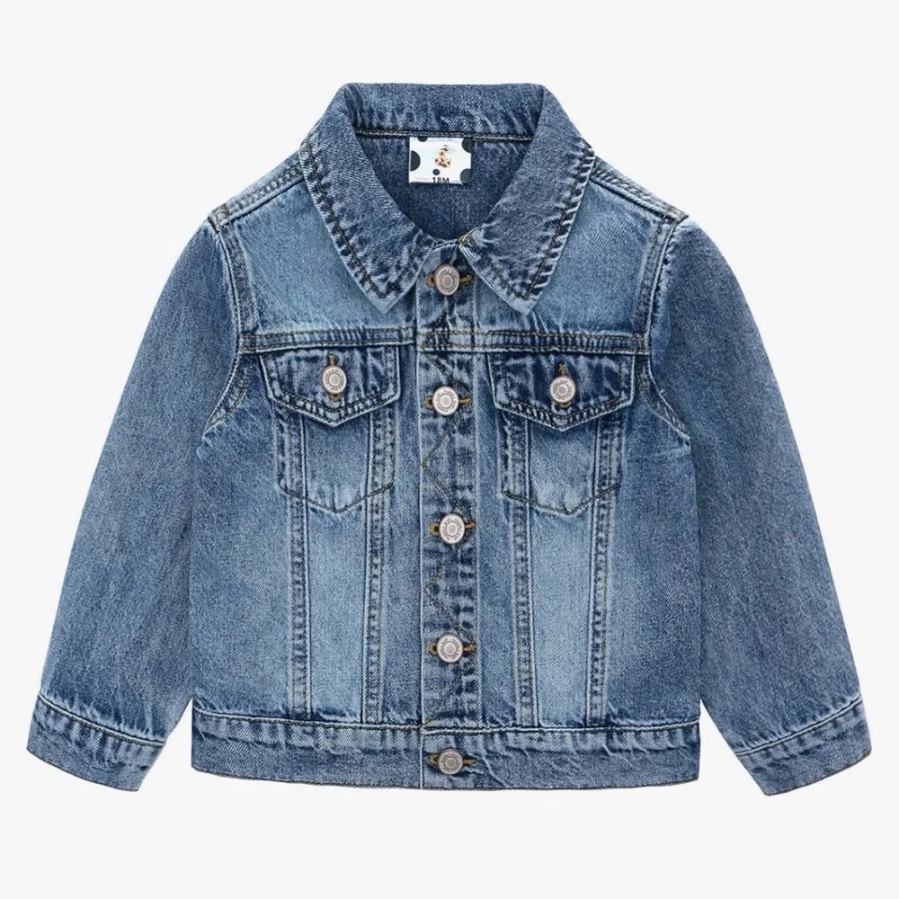 159 NIB famuka Unisex Button Down Denim‎ Jacket - Size: 120 (4-5Y)